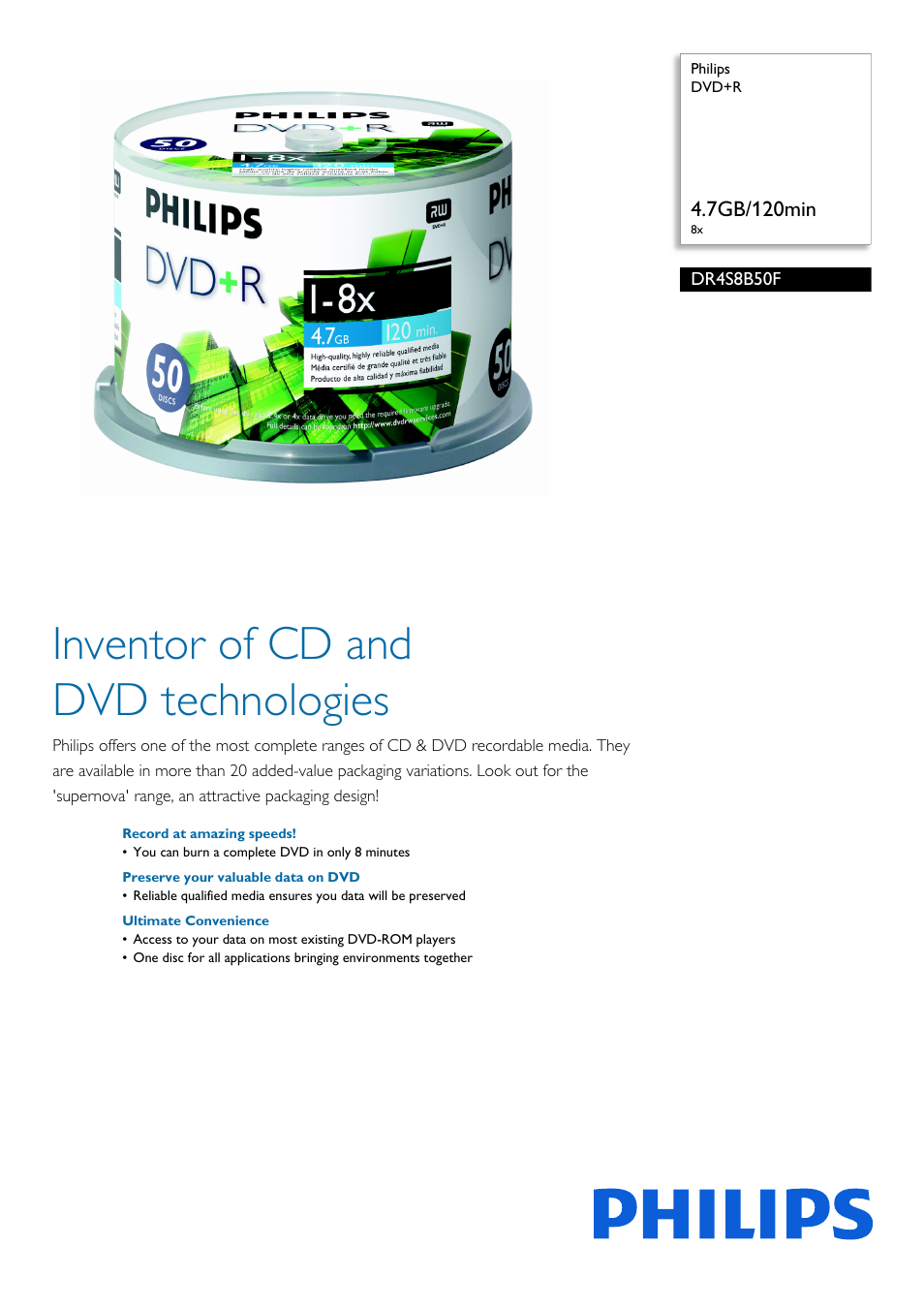 Philips DR4S8B50F-17 User Manual | 2 pages