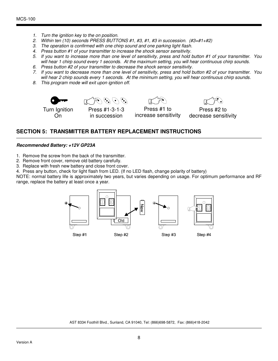 Ultra Start MCS-100 User Manual | Page 8 / 8