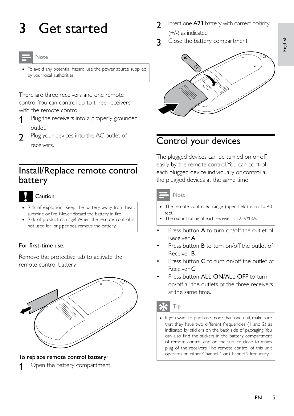 3 get started | Philips SPS6010A-17 User Manual | Page 5 / 8