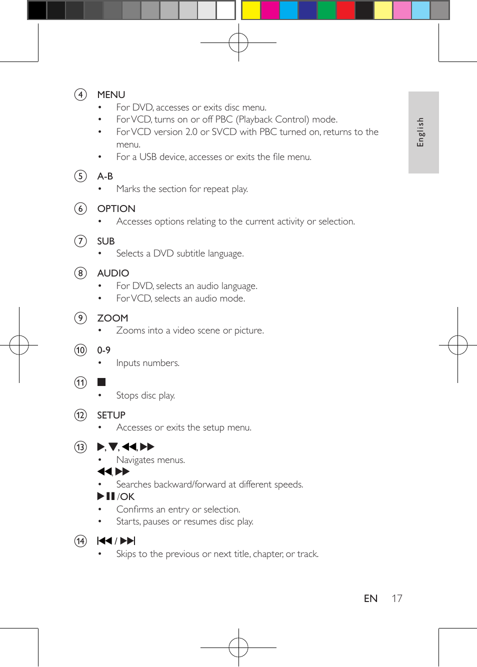 Philips Portable DVD Player PD9030 23cm- 9" LCD 5-hr playtime USB User Manual | Page 17 / 31