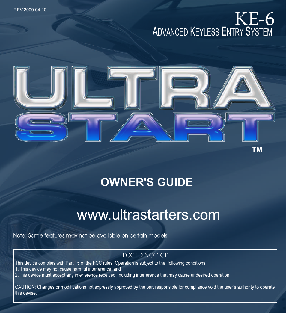 Ultra Start KE-6 User Manual | 8 pages