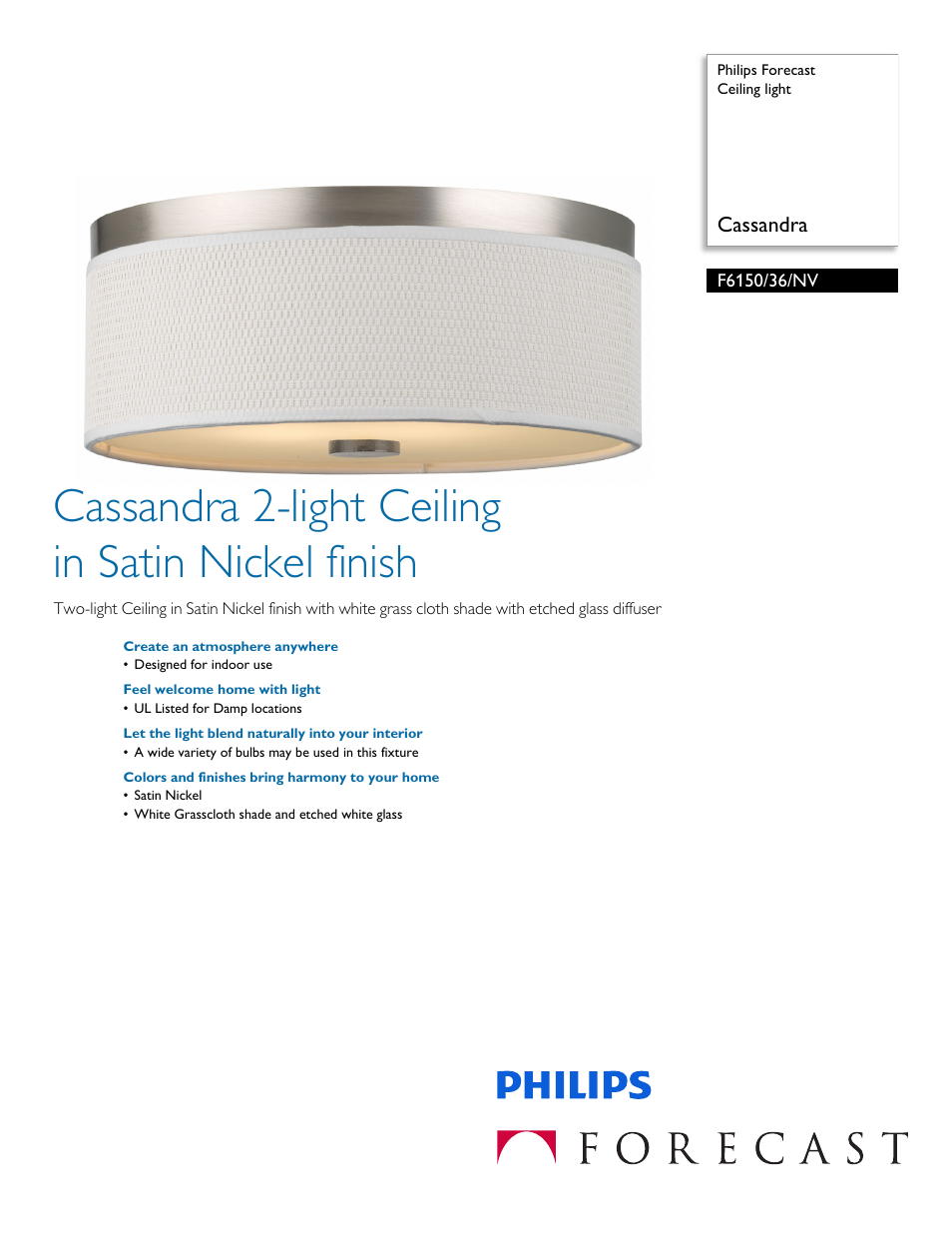 Philips F615036NV User Manual | 2 pages