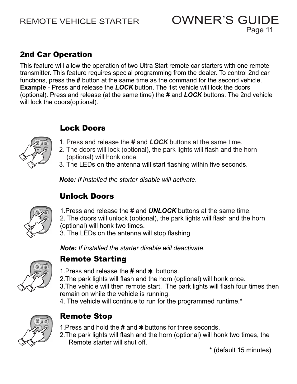 Owner’s guide | Ultra Start 16xx User Manual | Page 11 / 12