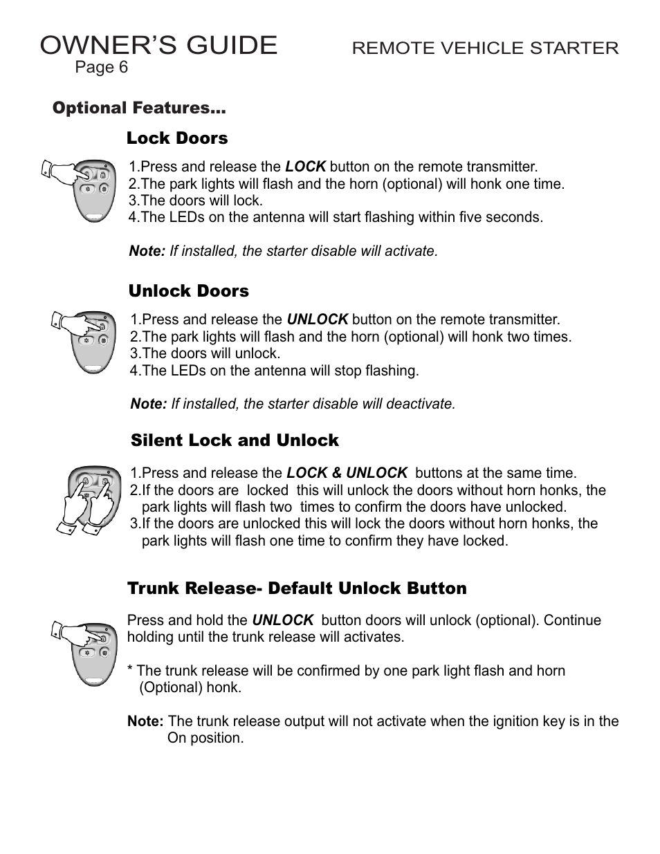 Owner’s guide | Ultra Start 16xx User Manual | Page 6 / 12