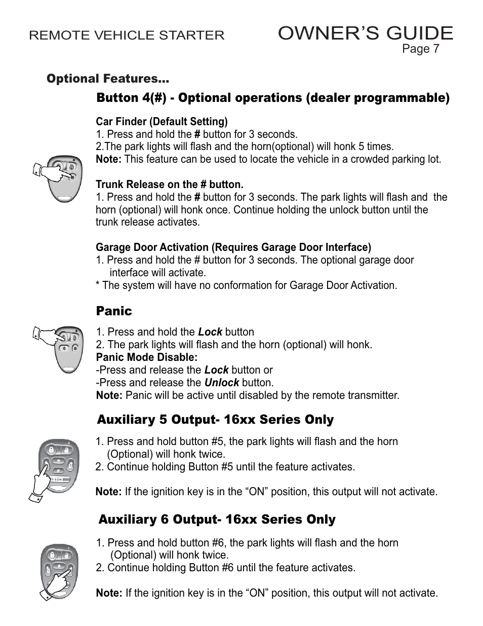 Owner’s guide | Ultra Start 16xx User Manual | Page 7 / 12