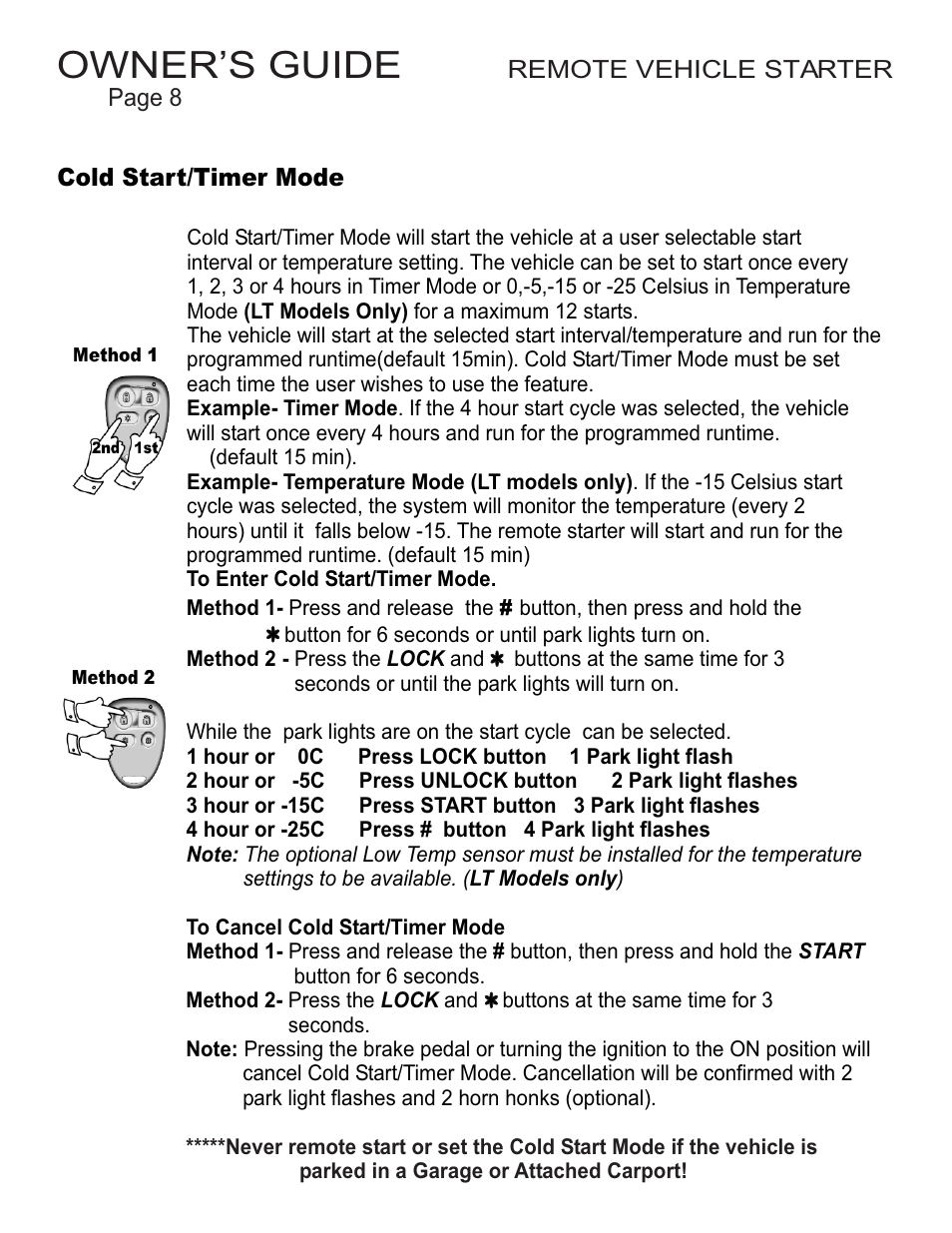 Owner’s guide | Ultra Start 16xx User Manual | Page 8 / 12