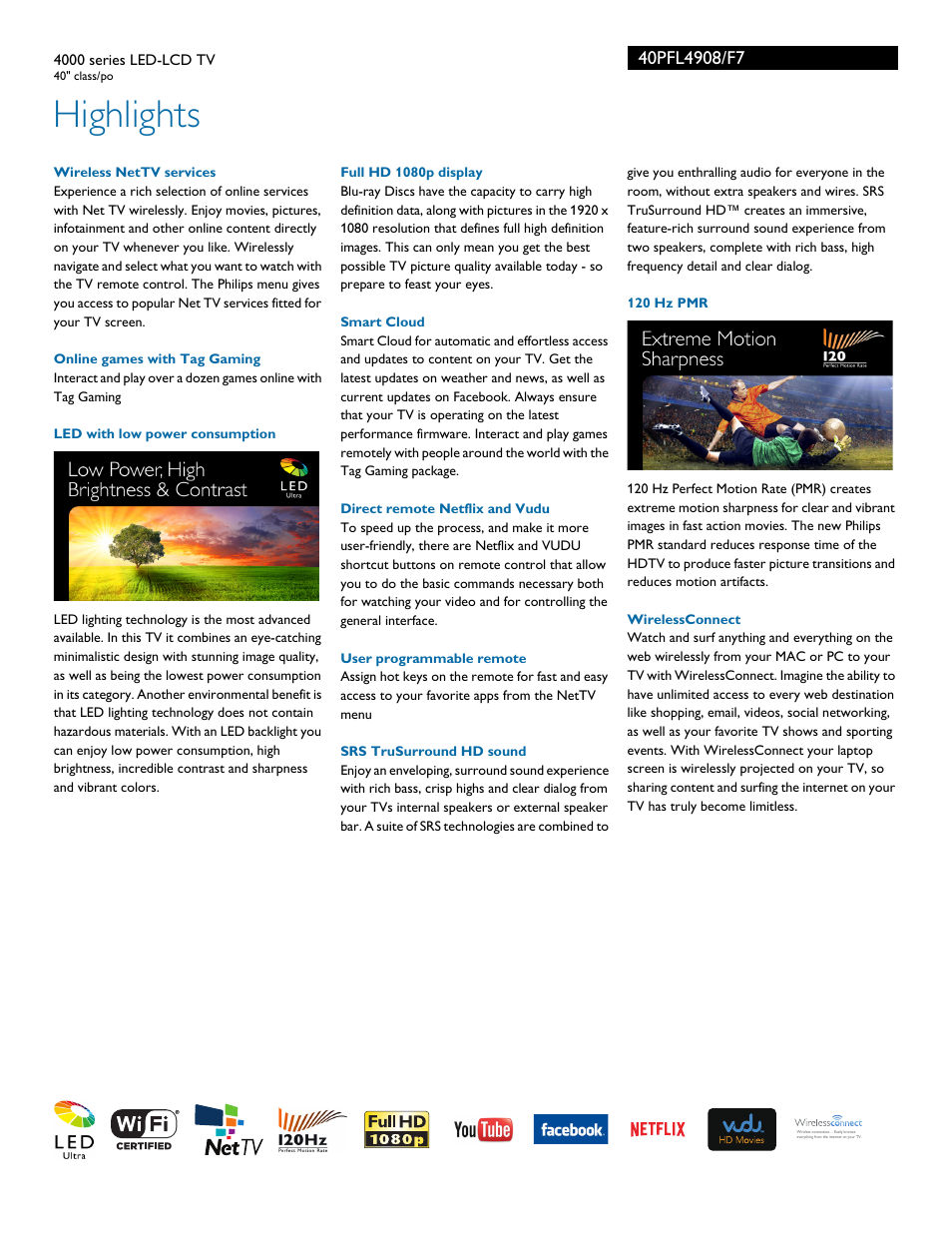 Highlights | Philips 40PFL4908-F7 User Manual | Page 2 / 3
