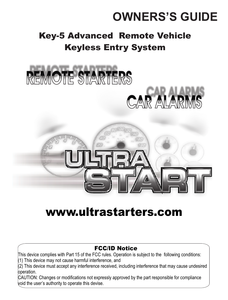 Ultra Start Key-5 User Manual | 4 pages
