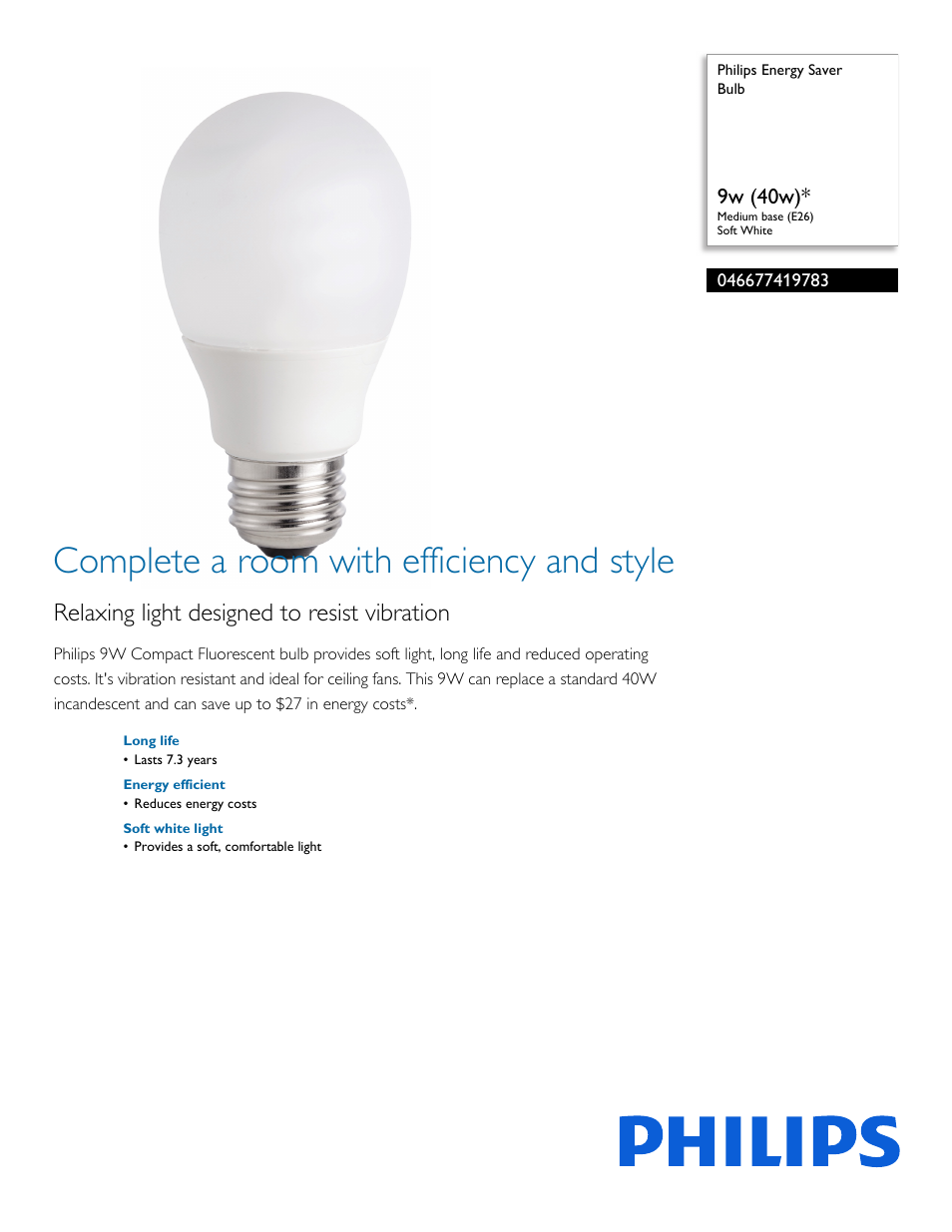 Philips 046677419783 User Manual | 2 pages