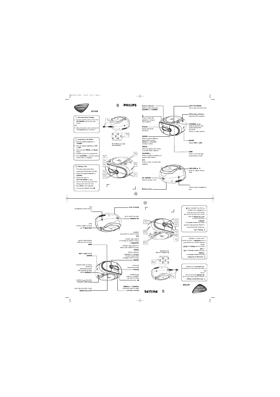 Philips AZ1308-37B User Manual | 1 page