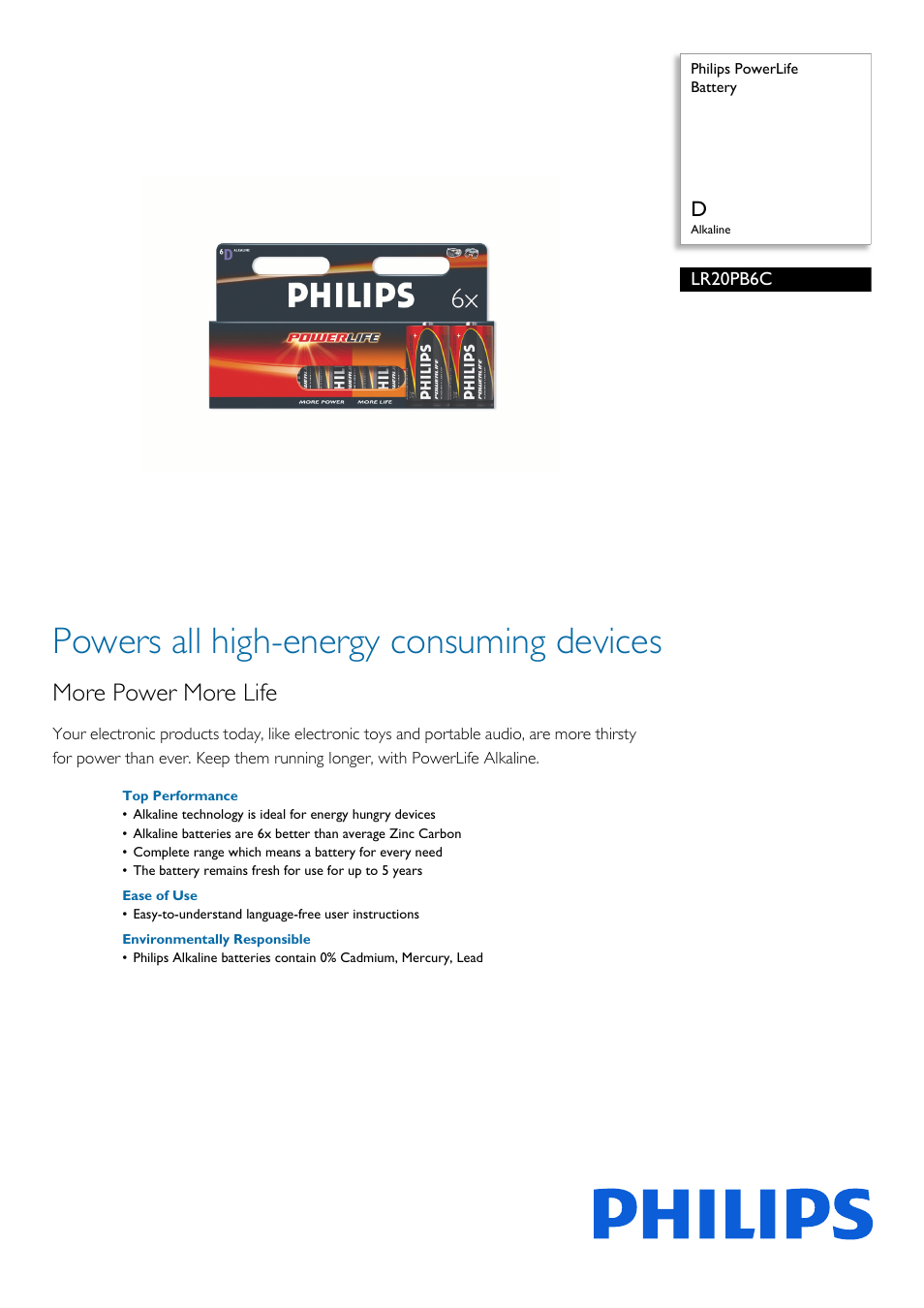 Philips LR20PB6C-27 User Manual | 2 pages