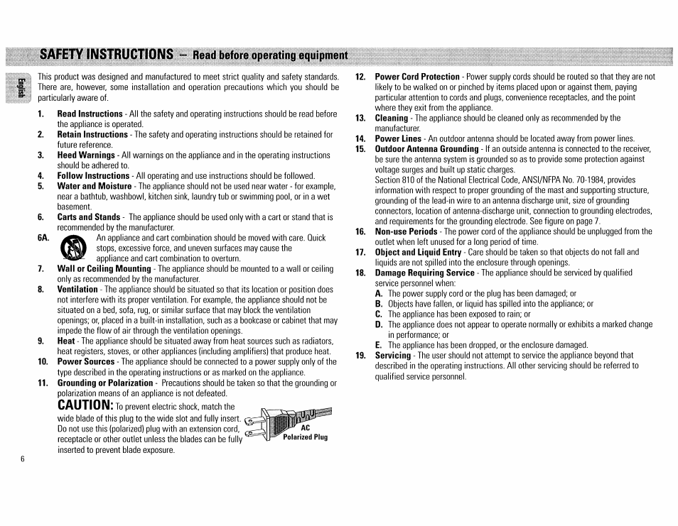 Caution | Philips FW890P37 User Manual | Page 6 / 88