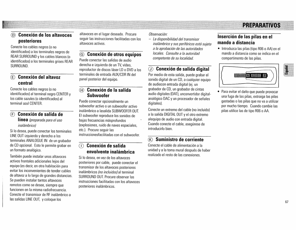 Preparativos, Preparativos - 67 | Philips FW890P37 User Manual | Page 67 / 88