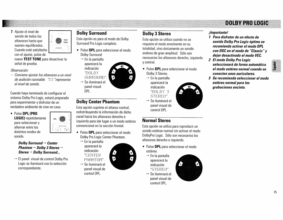 Dolby fro logic | Philips FW890P37 User Manual | Page 75 / 88