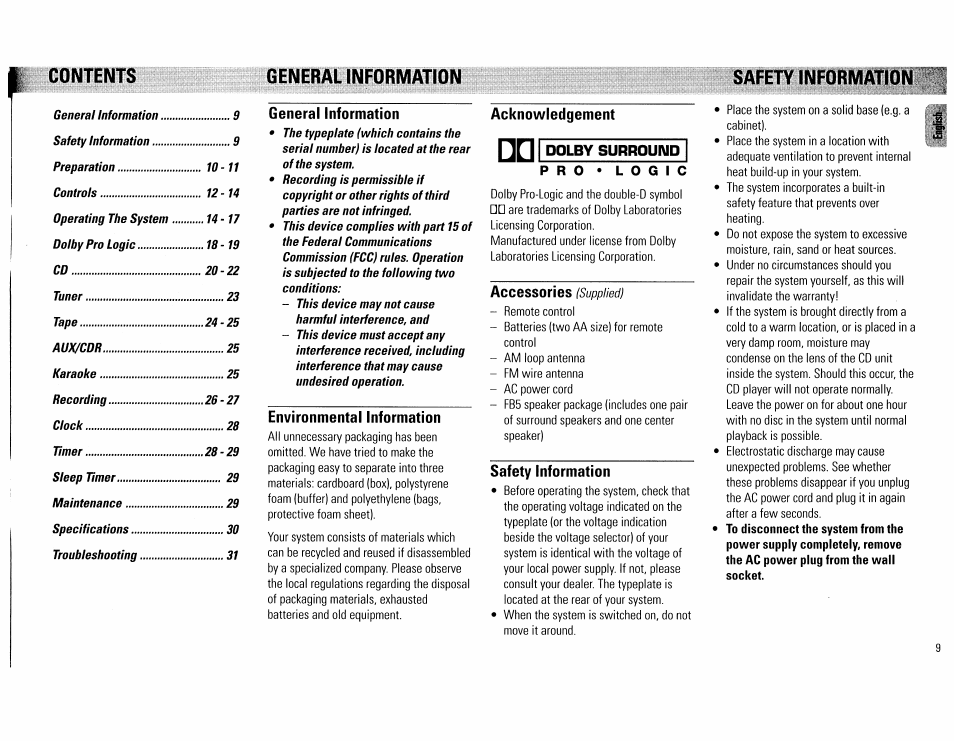 Philips FW890P37 User Manual | Page 9 / 88