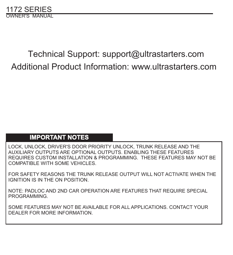 1172 series | Ultra Start 1172 SERIES User Manual | Page 8 / 8