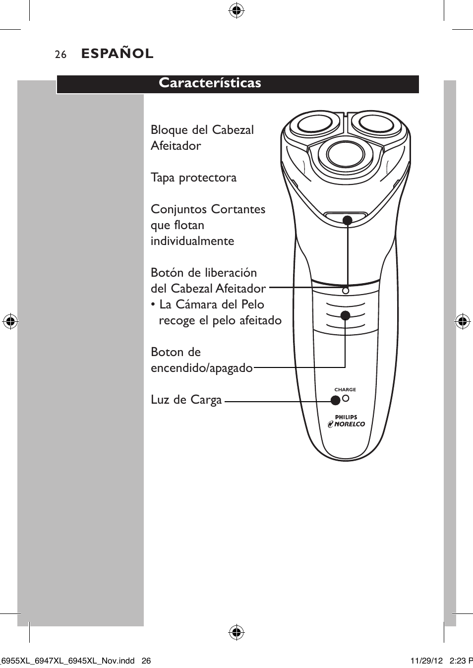 Características | Philips 6947XL-41 User Manual | Page 26 / 40