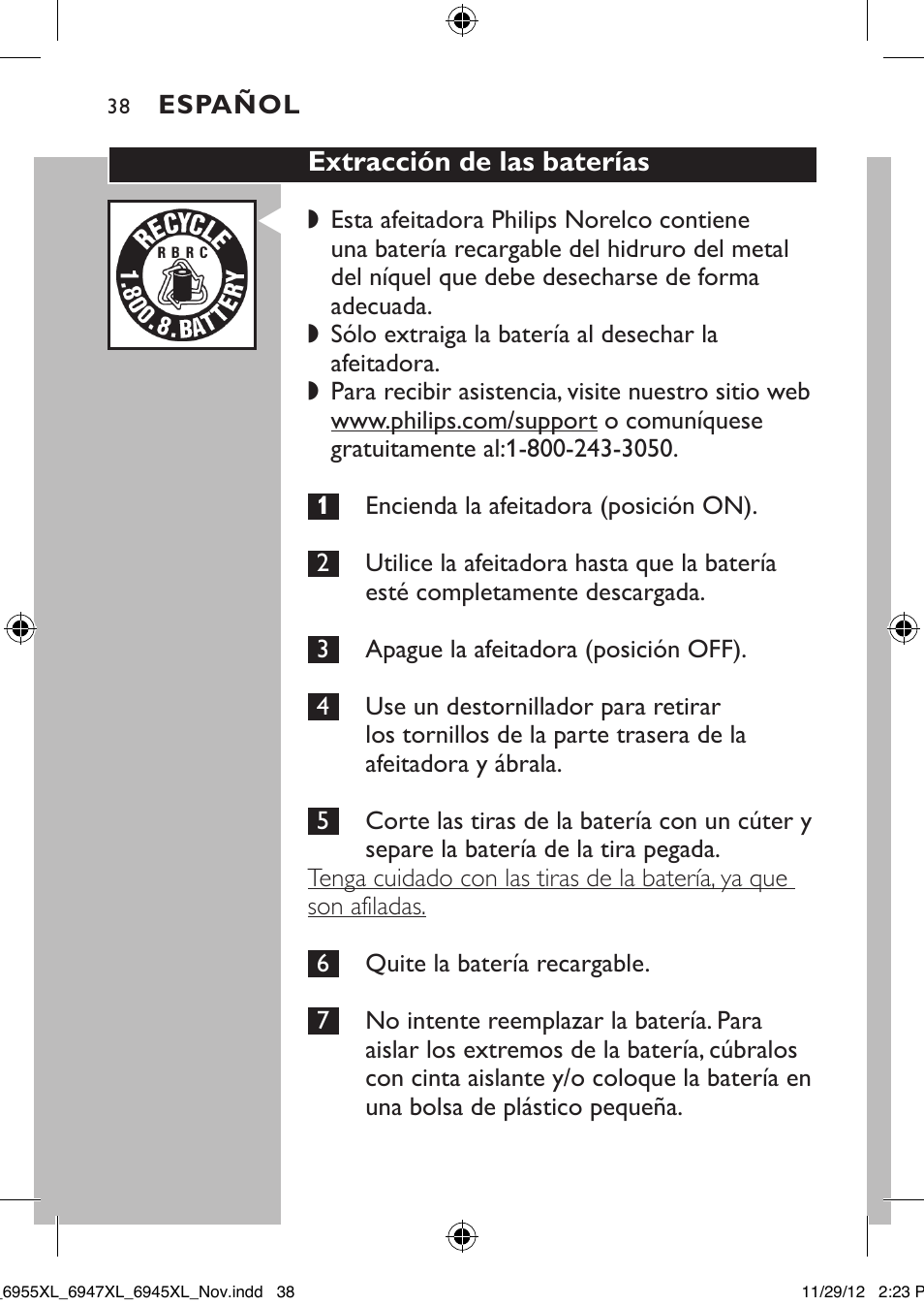 Philips 6947XL-41 User Manual | Page 38 / 40