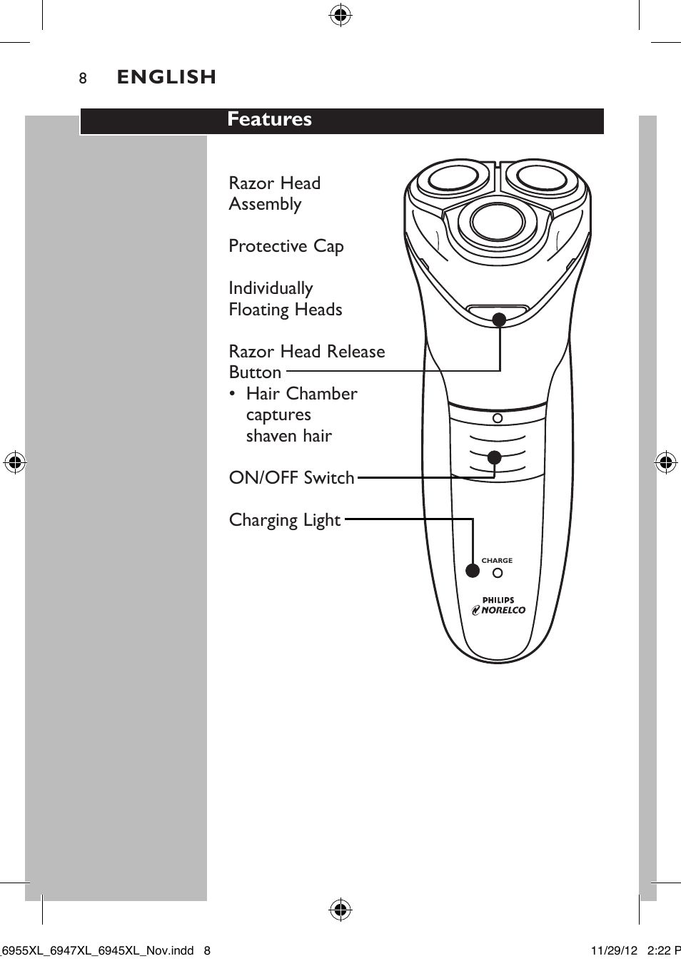 Features | Philips 6947XL-41 User Manual | Page 8 / 40