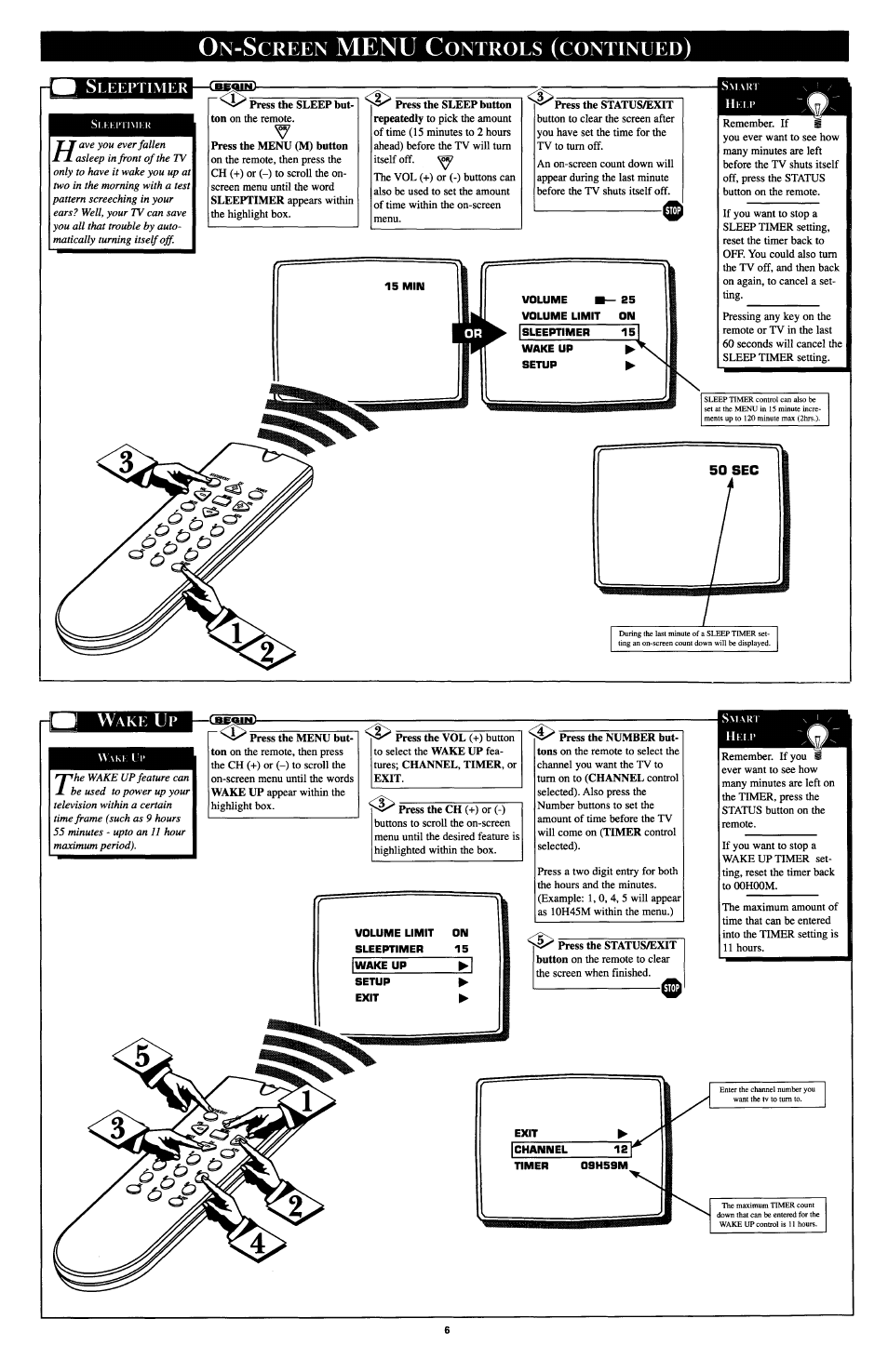 50 sec, Menu c, Creen | Ontrols, Continued | Philips PR1303C User Manual | Page 6 / 8