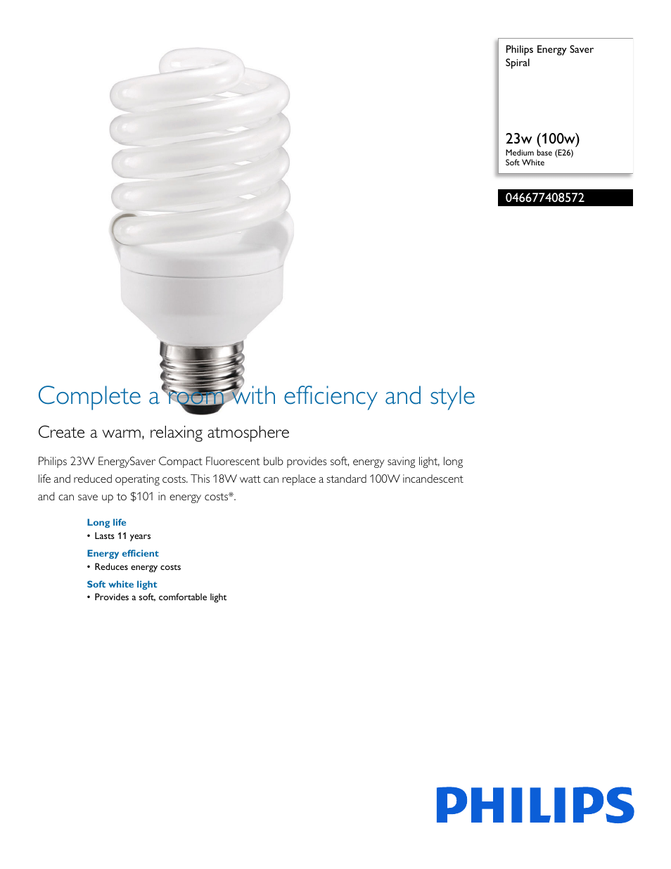 Philips 046677408572 User Manual | 2 pages