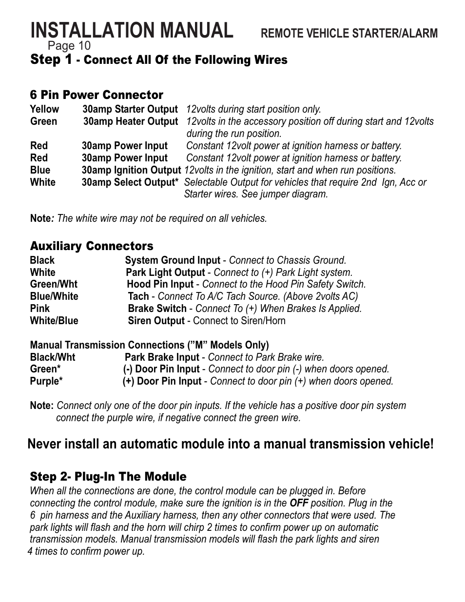 Installation manual, Step 1 | Ultra Start 25XX Series User Manual | Page 10 / 24