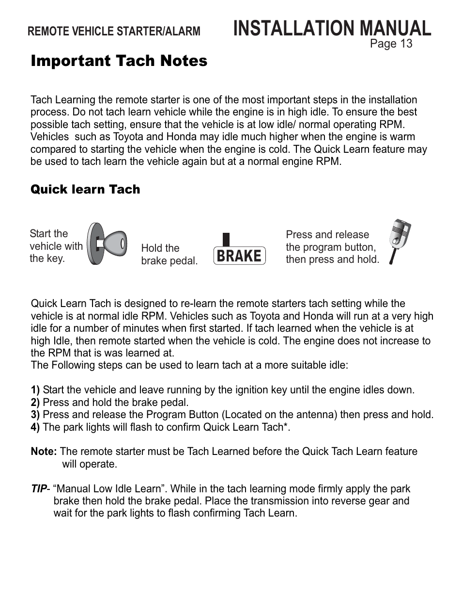 Installation manual, Brake | Ultra Start 25XX Series User Manual | Page 13 / 24