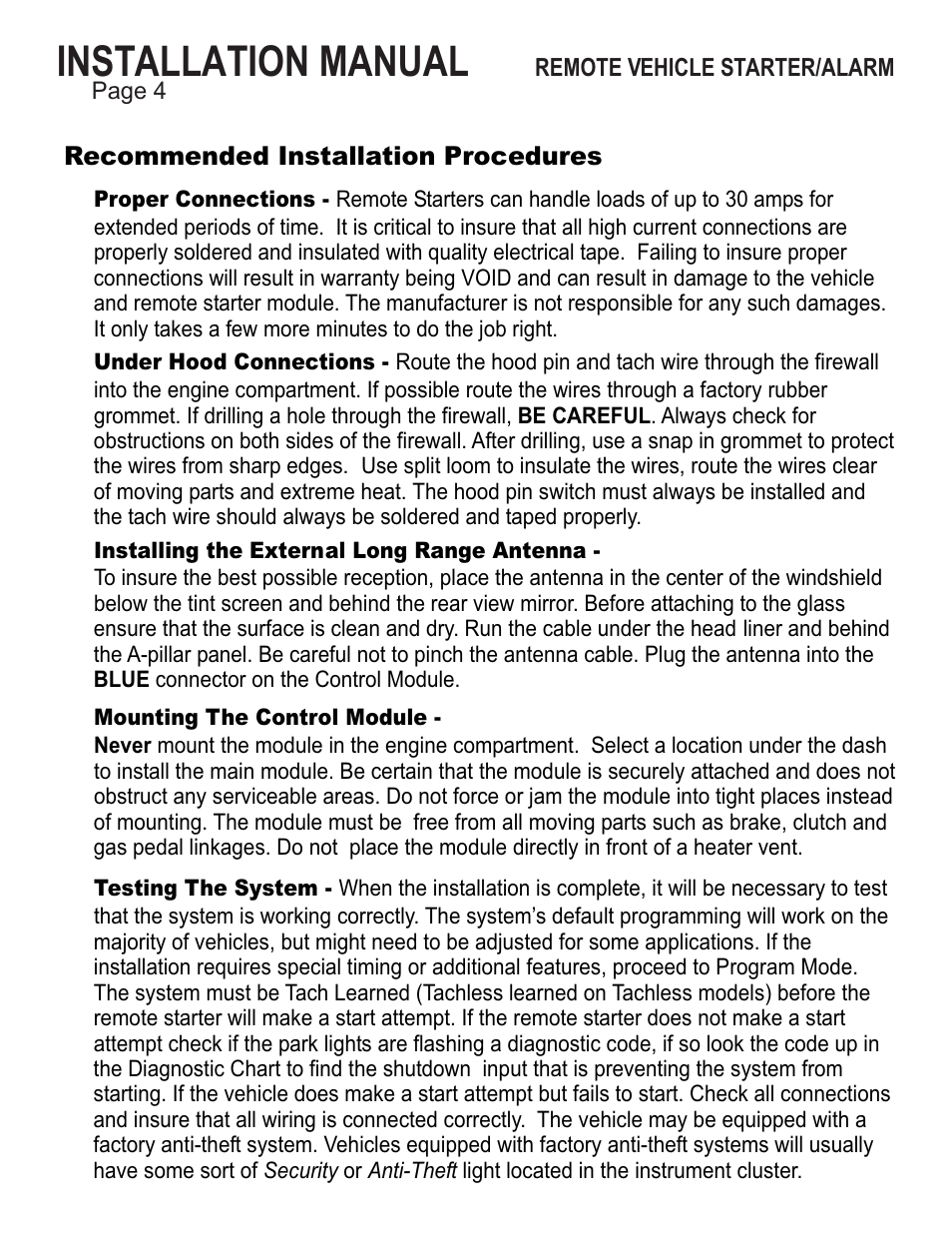 Installation manual | Ultra Start 25XX Series User Manual | Page 4 / 24