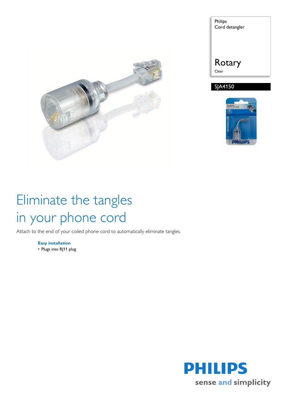 Philips Cord detangler SJA4150 Rotary Clear User Manual | 2 pages