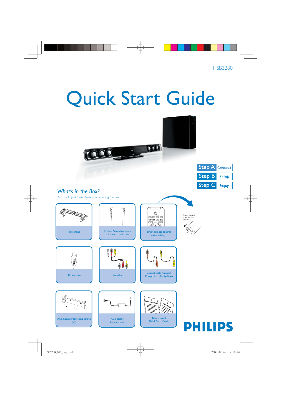 Philips SoundBar Micro Hi-Fi System HSB3280 User Manual | 4 pages