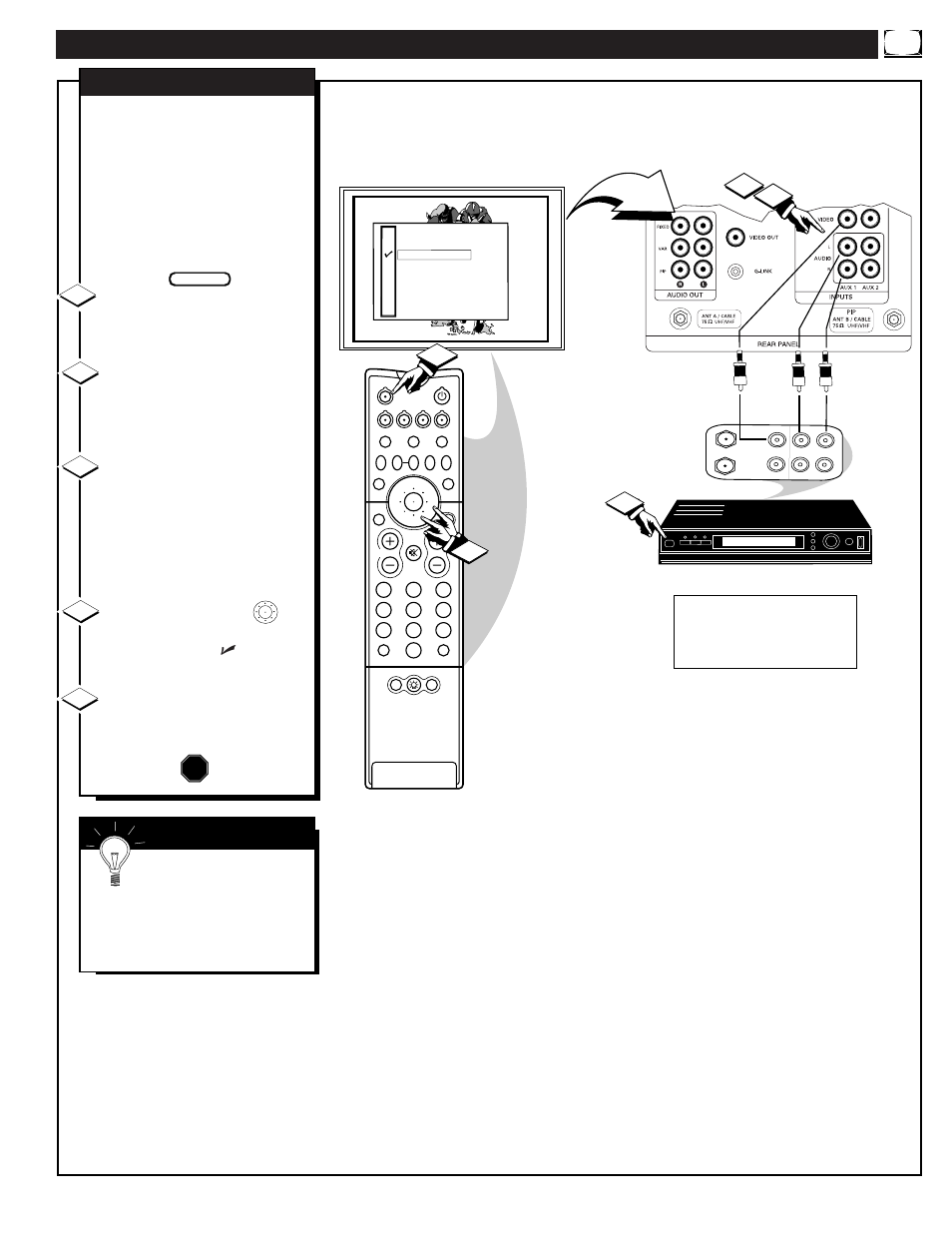 Sing the, Udio, Ideo | Nput, Acks, Stop | Philips 60PP970199 User Manual | Page 33 / 58