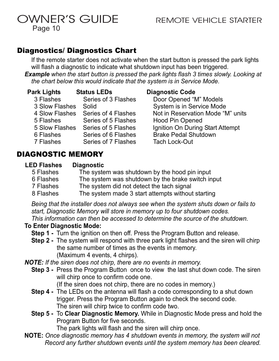 Owner’s guide | Ultra Start 23xx User Manual | Page 10 / 12