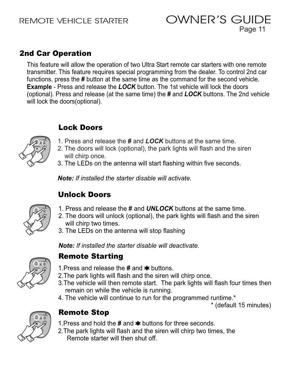 Owner ’s guide | Ultra Start 23xx User Manual | Page 11 / 12