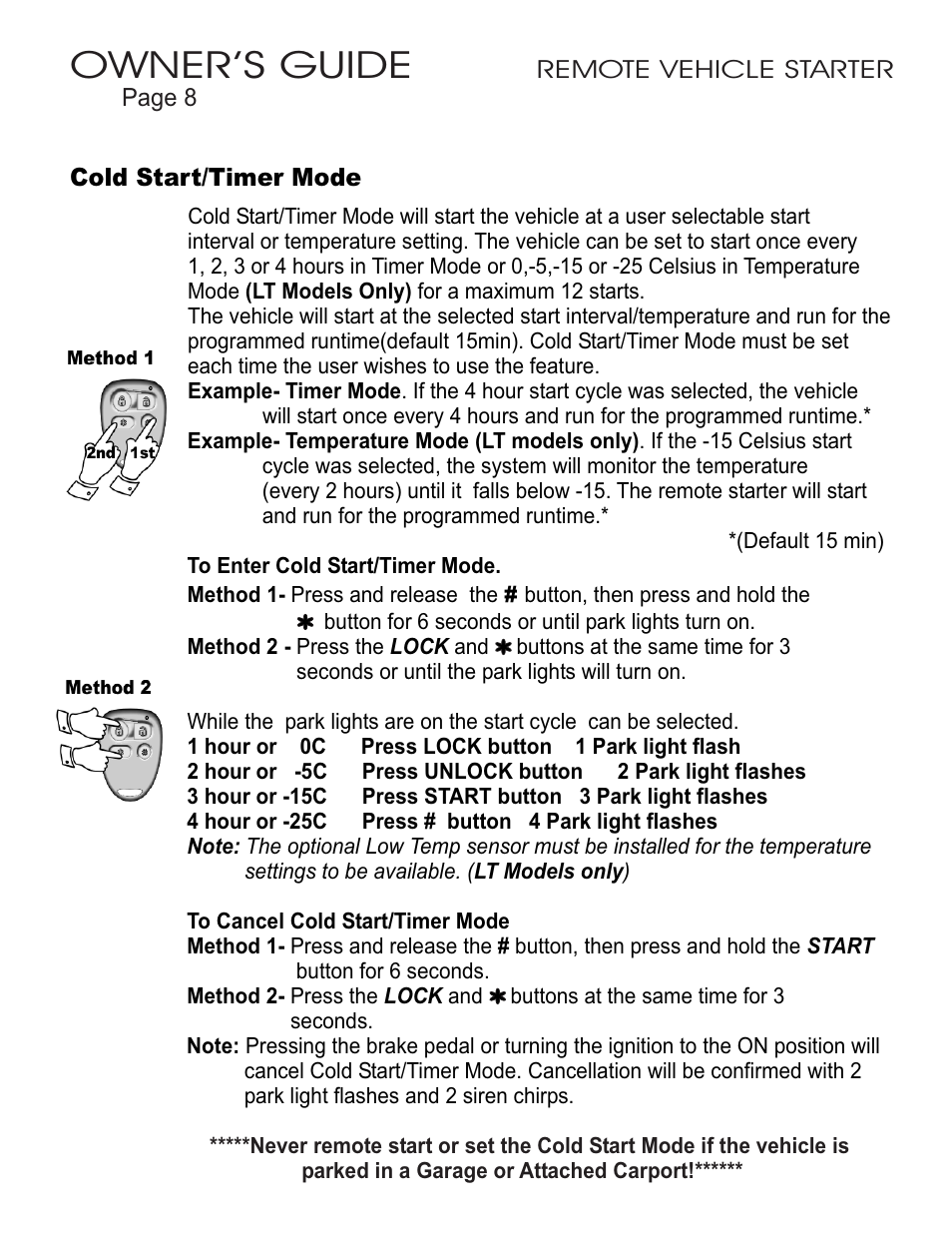 Owner’s guide | Ultra Start 23xx User Manual | Page 8 / 12