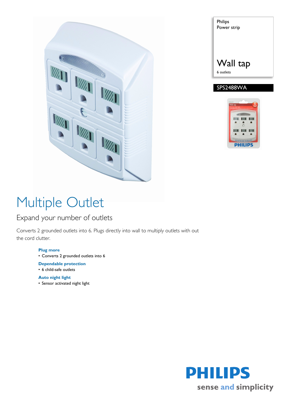 Philips SPS2488WA-17 User Manual | 2 pages