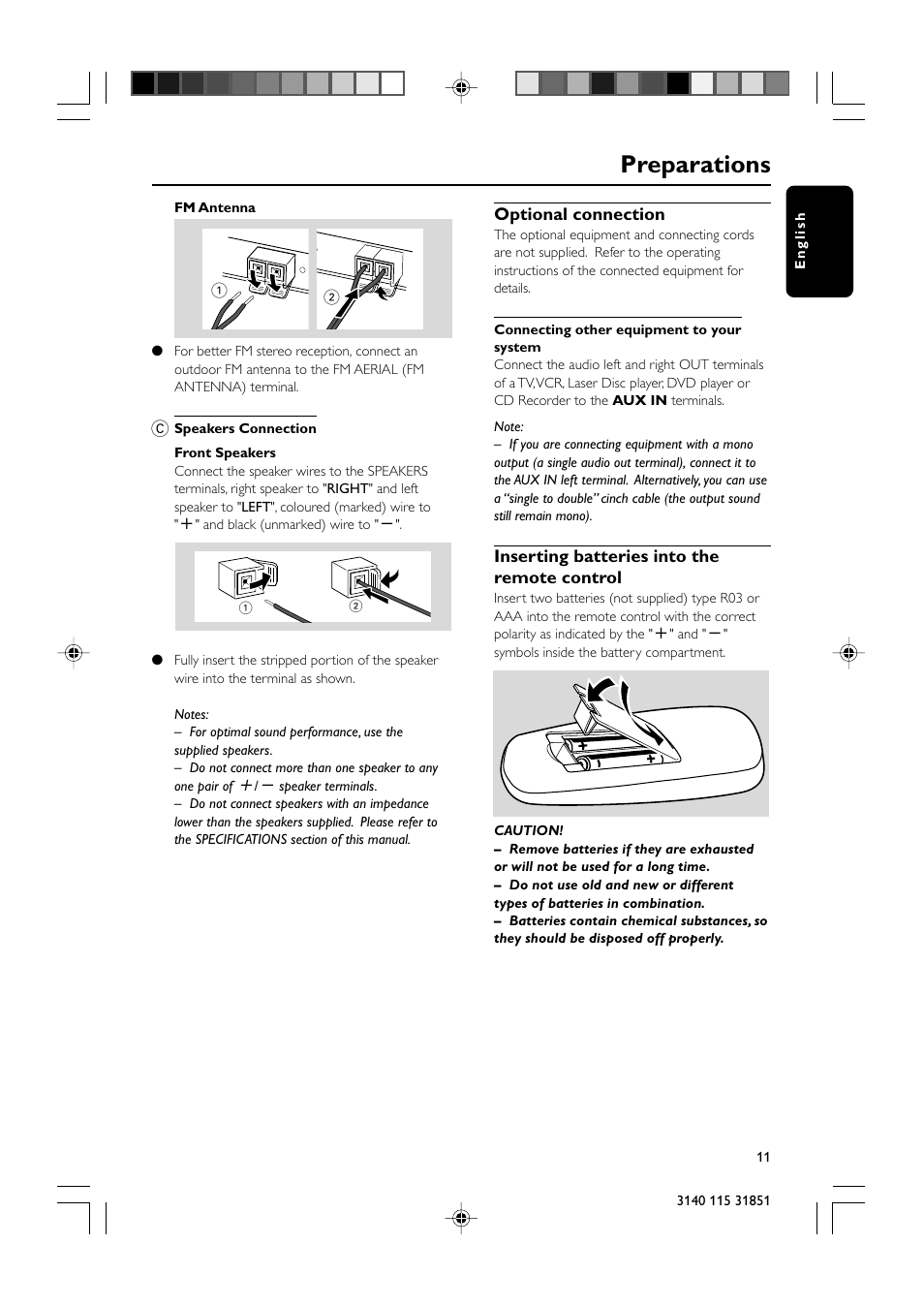 Preparations | Philips MC260-37B User Manual | Page 11 / 23