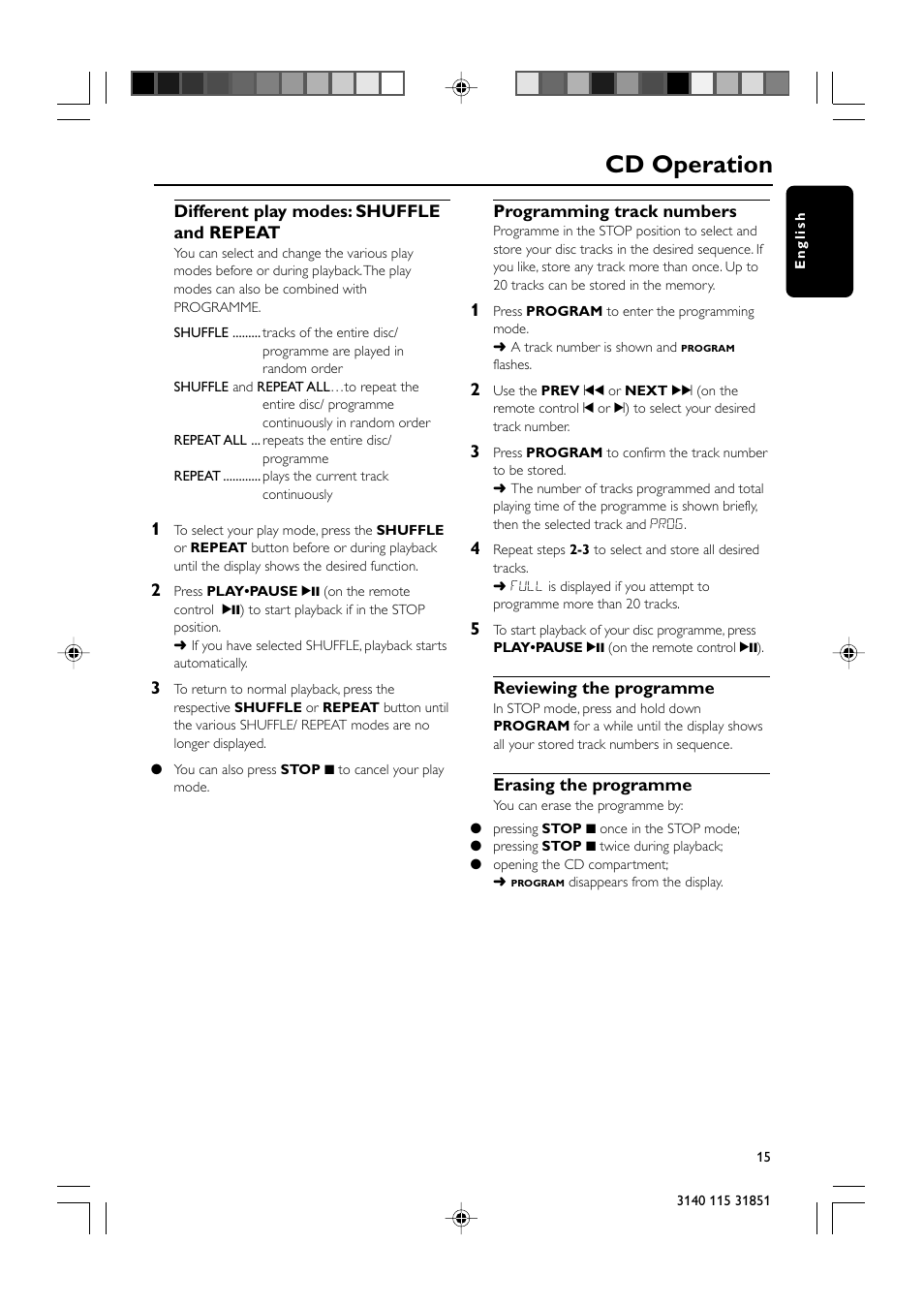 Cd operation | Philips MC260-37B User Manual | Page 15 / 23