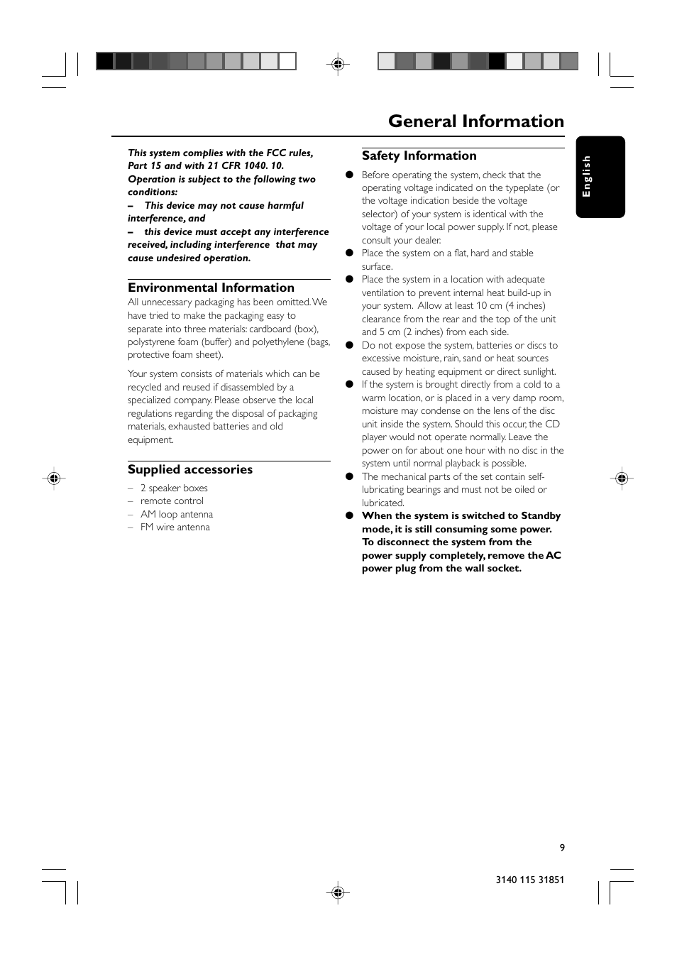 General information | Philips MC260-37B User Manual | Page 9 / 23