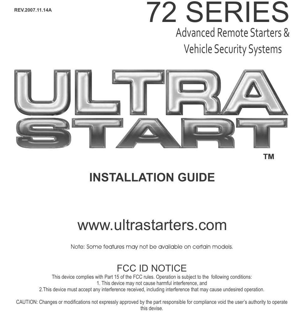 Ultra Start 72 Series User Manual | 28 pages