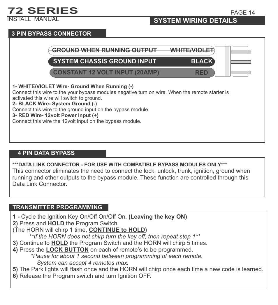 72 series | Ultra Start 72 Series User Manual | Page 14 / 28
