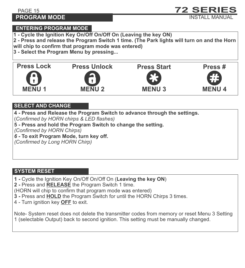 72 series | Ultra Start 72 Series User Manual | Page 15 / 28