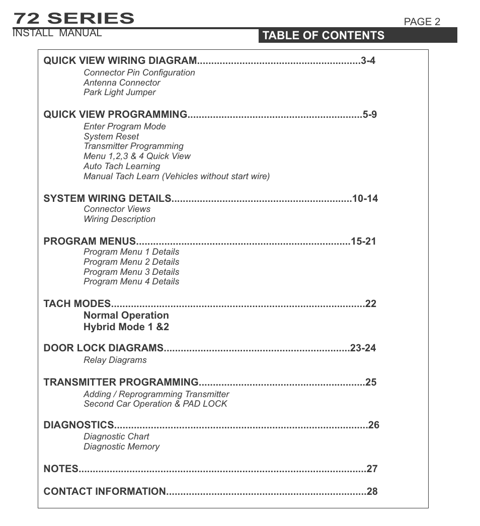 72 series | Ultra Start 72 Series User Manual | Page 2 / 28