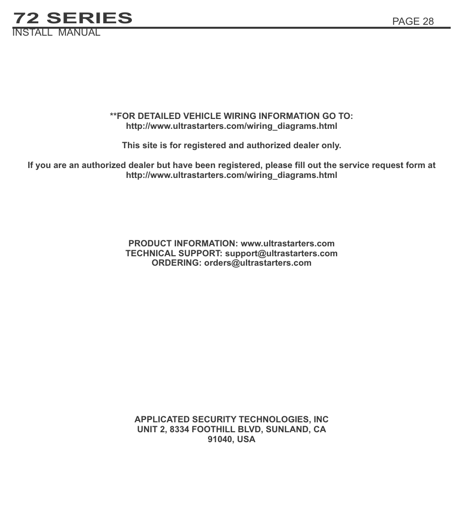 72 series | Ultra Start 72 Series User Manual | Page 28 / 28
