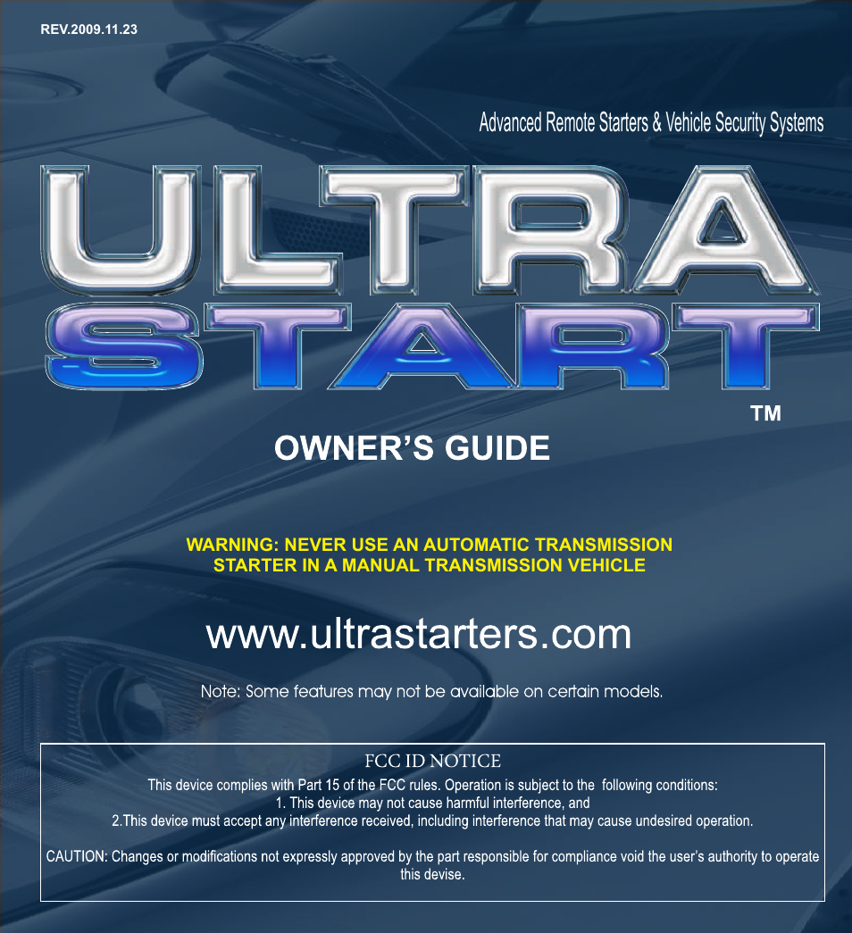 Ultra Start 1172 User Manual | 8 pages