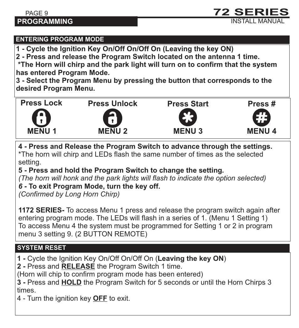 72 series | Ultra Start 1172 User Manual | Page 9 / 16
