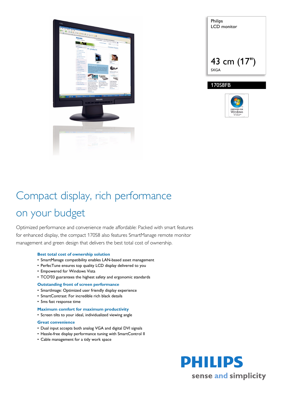 Philips 170S8FB-27 User Manual | 3 pages