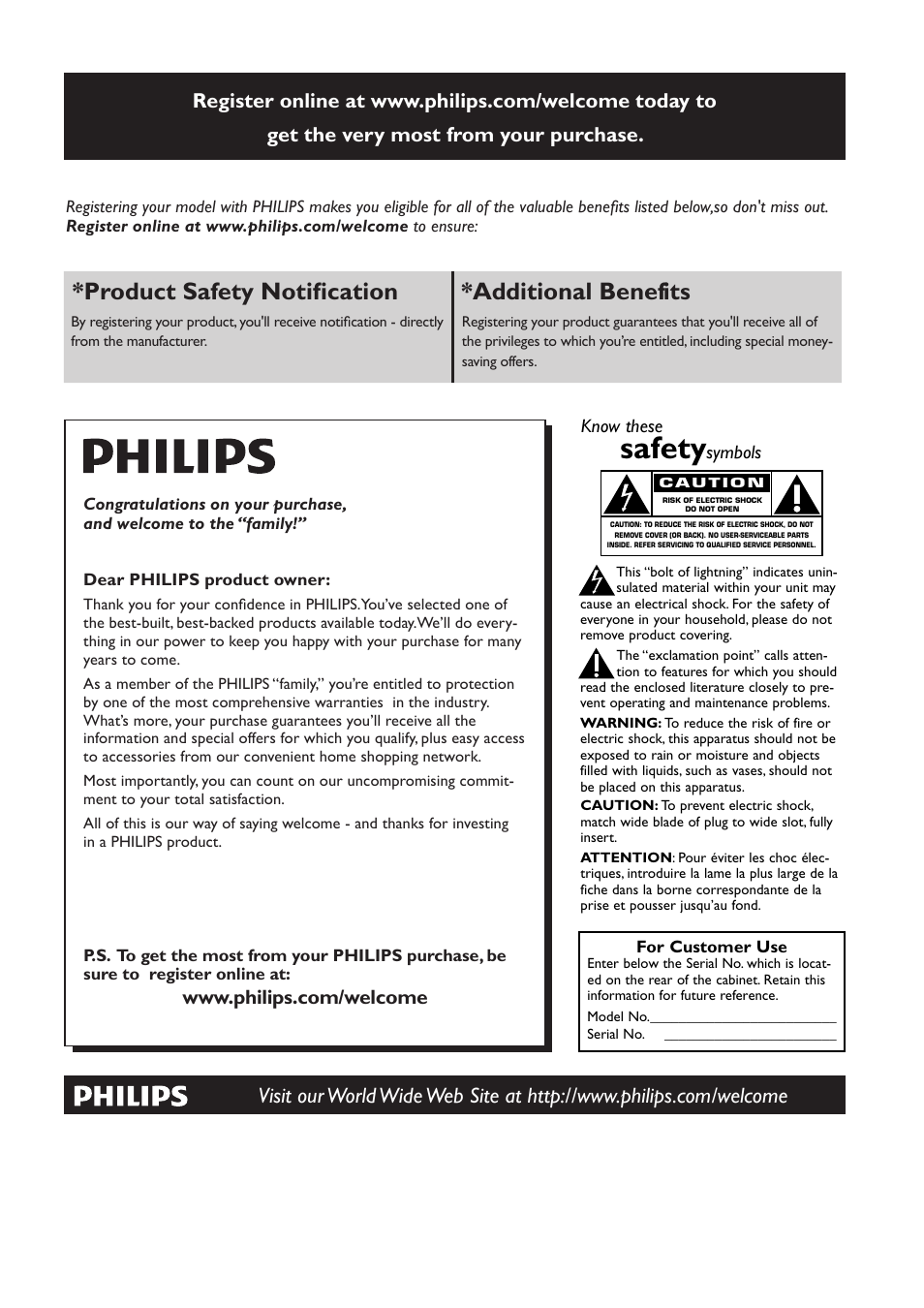 Safety, Product safety notification *additional benefits, Proof of purchase | Product safety notification, Additional benefits | Philips DS8400-37 User Manual | Page 2 / 18