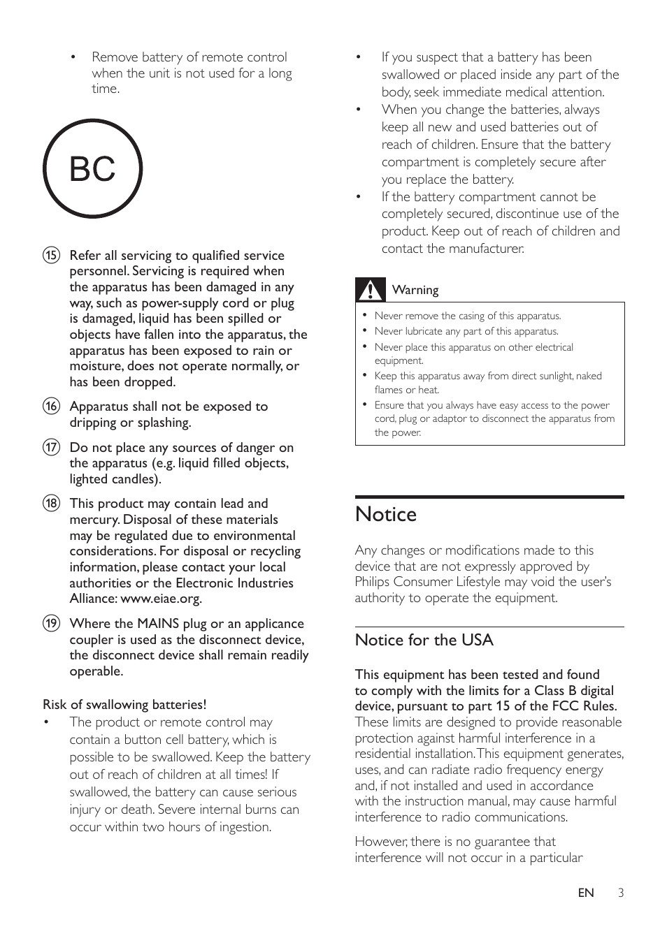 Notice, Notice 3 | Philips DS8400-37 User Manual | Page 5 / 18