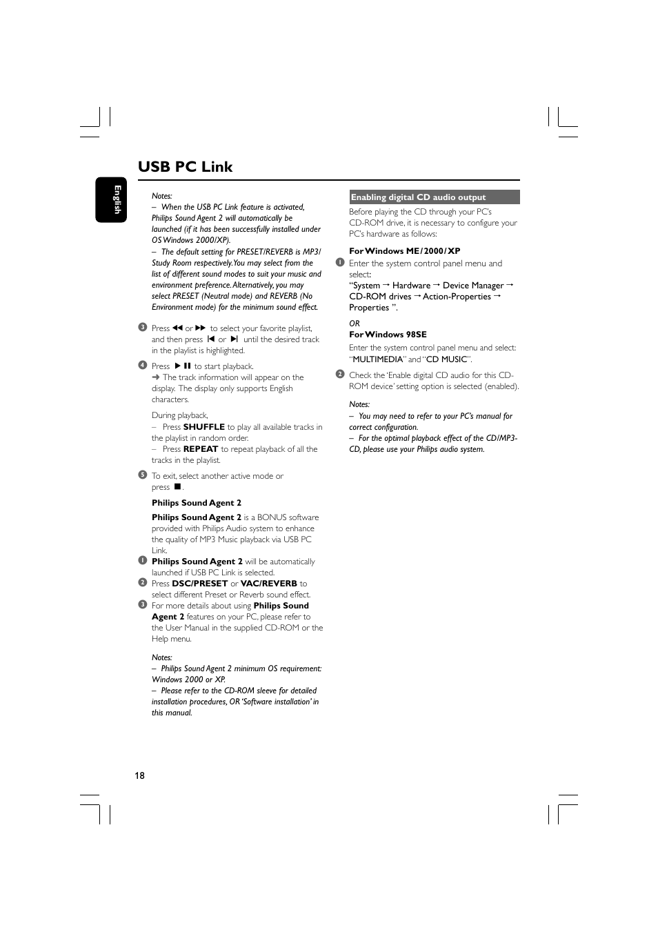 Usb pc link | Philips FWM779-37B User Manual | Page 18 / 30