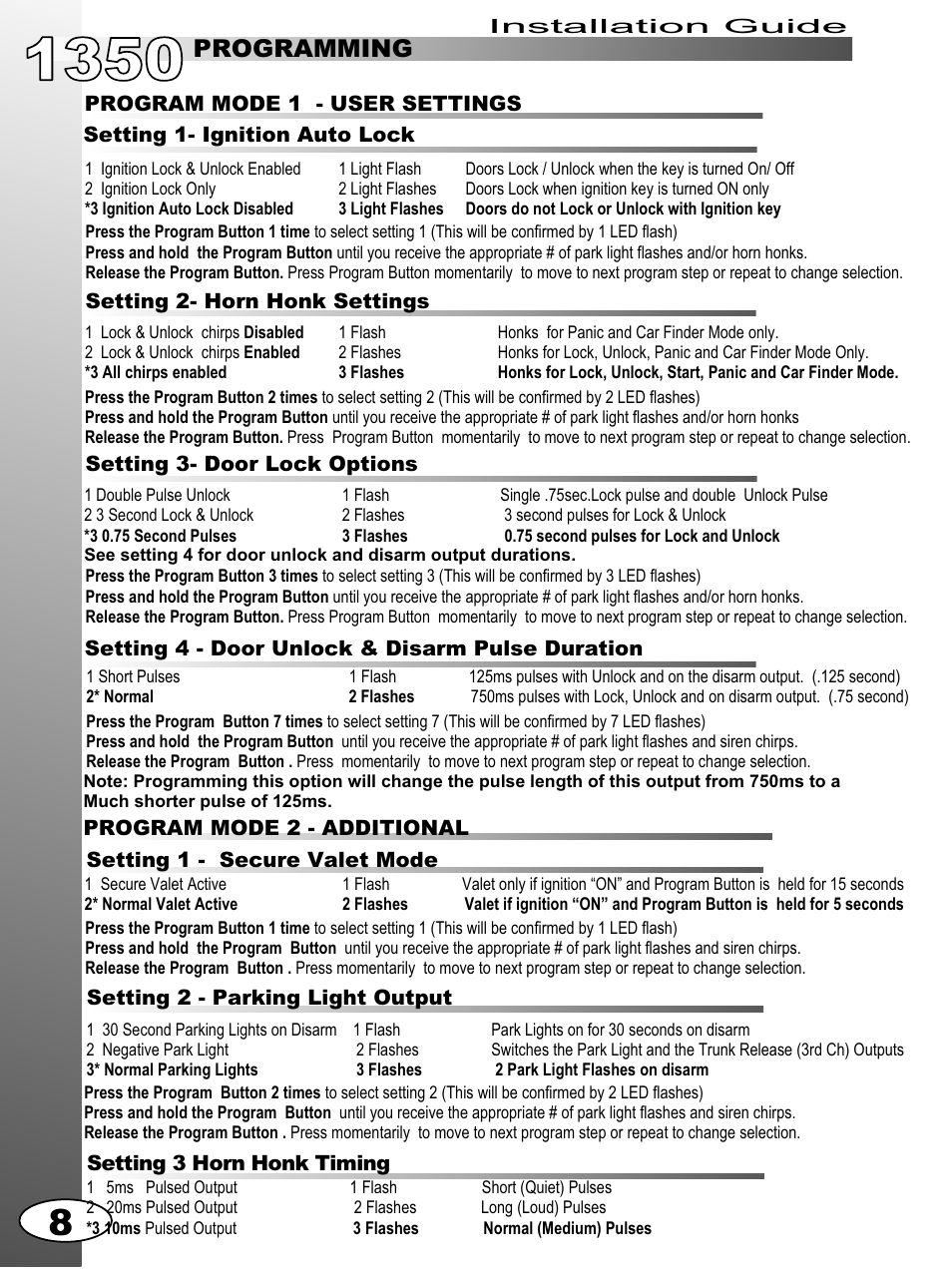 Programming | Ultra Start 1350m User Manual | Page 8 / 12